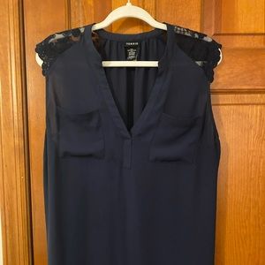 Torrid Lace Shoulder Navy Tank size 0